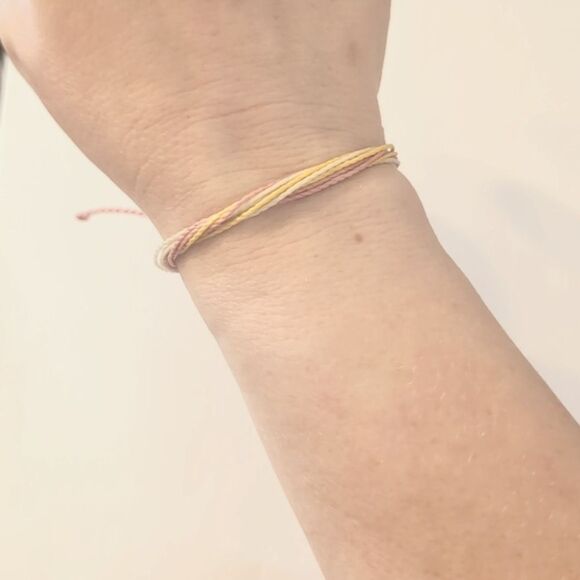 787 Pura Vida Yellow Pink and White Multi Strand Adjustable‎ Slider Bracelet - Picture 1 of 4